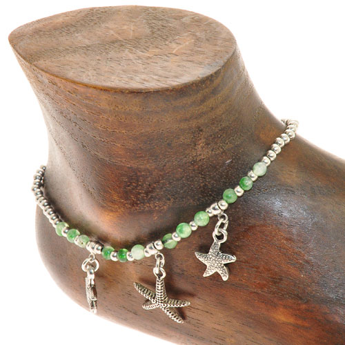 CAVIGLIERE SILVER PLATED CON CORDINO CERATO E PENDENTI STELLE MARINE - Image 6