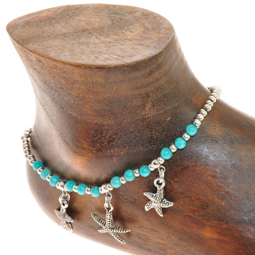 CAVIGLIERE SILVER PLATED CON CORDINO CERATO E PENDENTI STELLE MARINE - Image 7