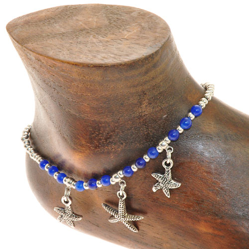 CAVIGLIERE SILVER PLATED CON CORDINO CERATO E PENDENTI STELLE MARINE - Image 8