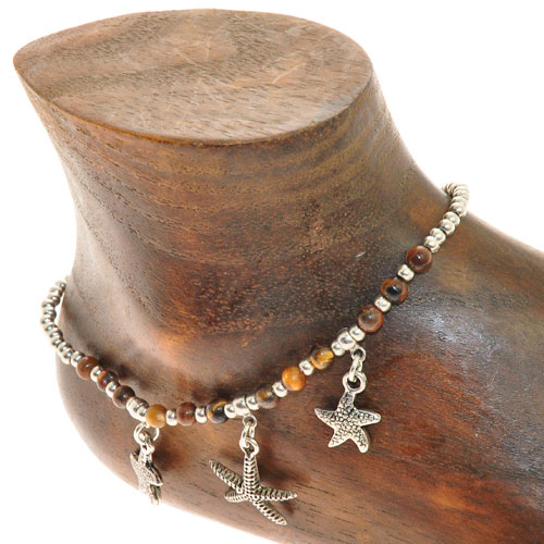 CAVIGLIERE SILVER PLATED CON CORDINO CERATO E PENDENTI STELLE MARINE - Image 9