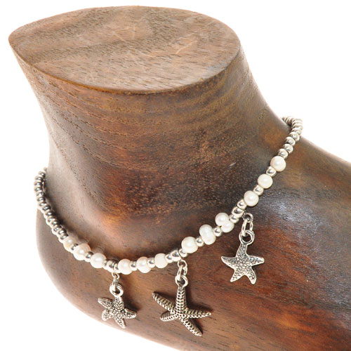 CAVIGLIERE SILVER PLATED CON CORDINO CERATO E PENDENTI STELLE MARINE - Image 12