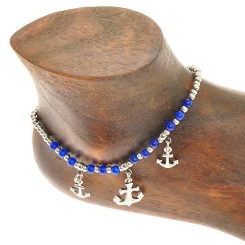 CAVIGLIERE SILVER PLATED CON CORDINO CERATO E PENDENTI ANCORE - Image 8