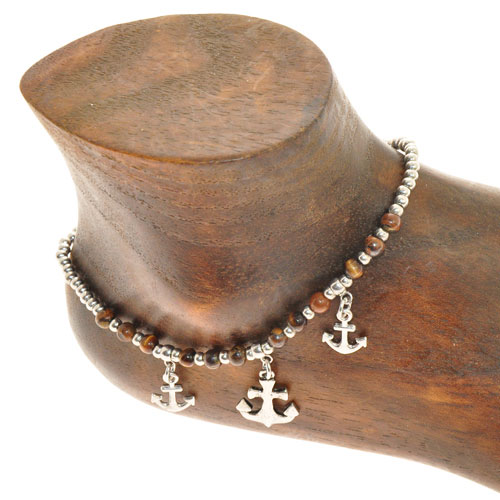 CAVIGLIERE SILVER PLATED CON CORDINO CERATO E PENDENTI ANCORE - Image 9