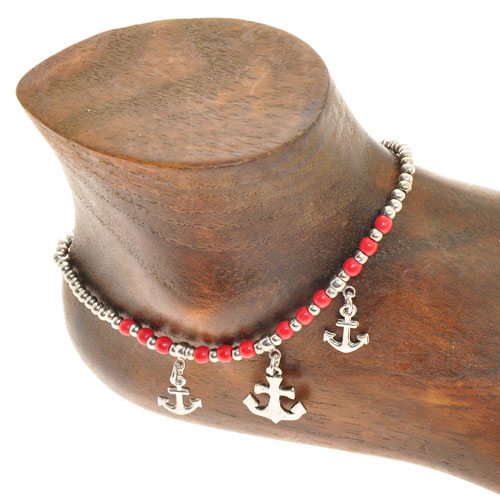 CAVIGLIERE SILVER PLATED CON CORDINO CERATO E PENDENTI ANCORE - Image 10