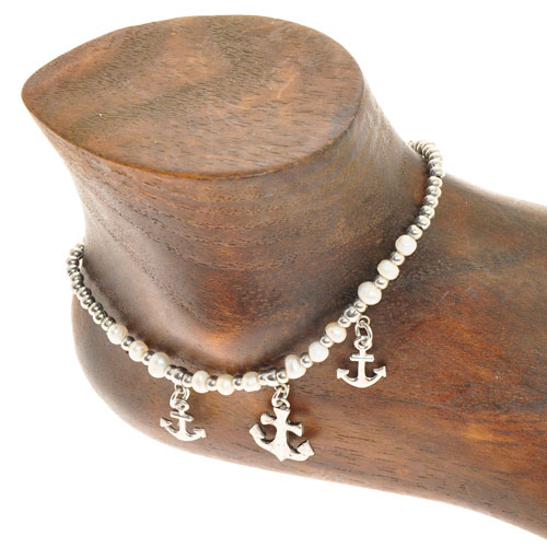 CAVIGLIERE SILVER PLATED CON CORDINO CERATO E PENDENTI ANCORE - Image 12