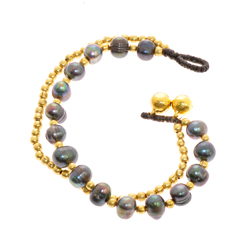 BRACCIALI 2 LINES COMB PEARL WITH BUTTON