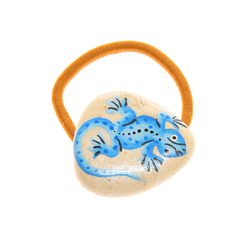 FERMACAPELLI ELASTICI CON PIETRA BIANCA GECKO MOTIF