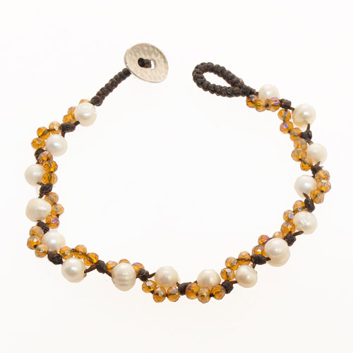 BRACCIALI CRYSTAL COMB PEARL OVAL BUTTON - Image 2