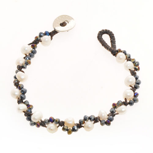 BRACCIALI CRYSTAL COMB PEARL OVAL BUTTON - Image 3