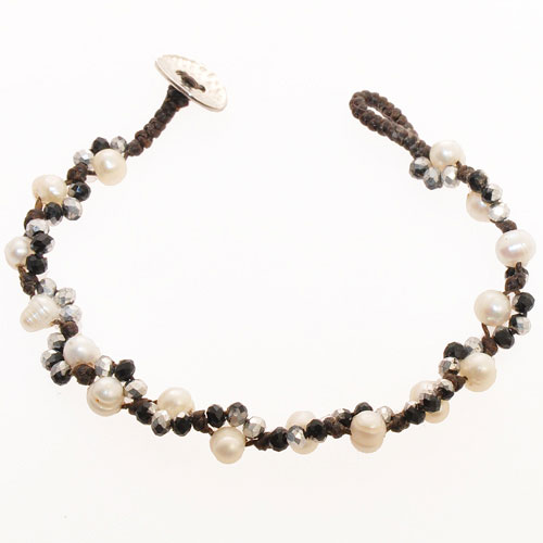 BRACCIALI CRYSTAL COMB PEARL OVAL BUTTON - Image 5