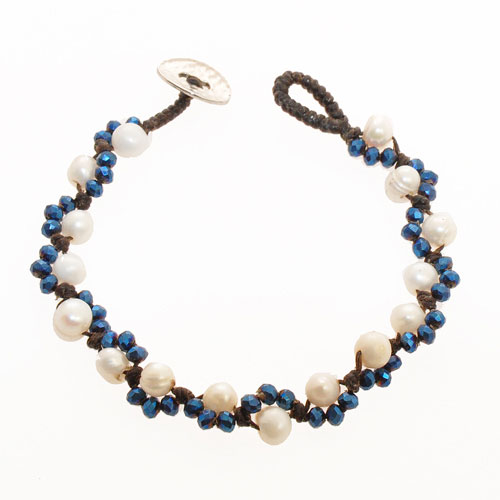 BRACCIALI CRYSTAL COMB PEARL OVAL BUTTON - Image 7