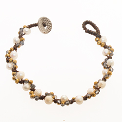 BRACCIALI CRYSTAL COMB PEARL OVAL BUTTON