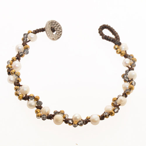 BRACCIALI CRYSTAL COMB PEARL OVAL BUTTON - Image 9