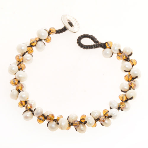 BRACCIALI 3 LINES CRYSTAL COMB PEARL OVAL BUTTON - Image 2