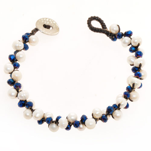 BRACCIALI 3 LINES CRYSTAL COMB PEARL OVAL BUTTON - Image 3