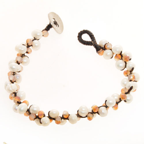 BRACCIALI 3 LINES CRYSTAL COMB PEARL OVAL BUTTON - Image 5