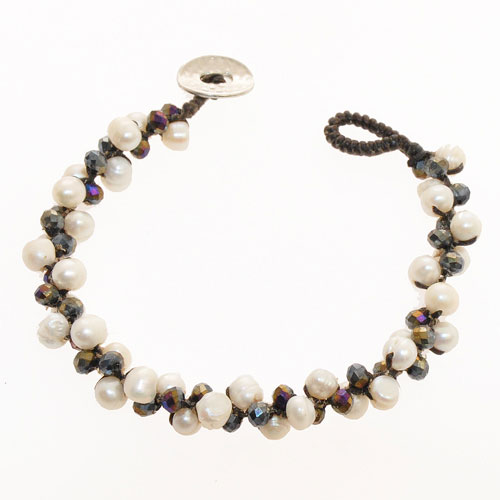 BRACCIALI 3 LINES CRYSTAL COMB PEARL OVAL BUTTON - Image 7