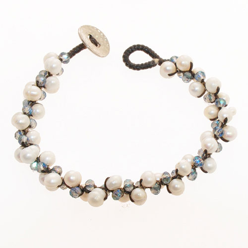 BRACCIALI 3 LINES CRYSTAL COMB PEARL OVAL BUTTON - Image 8