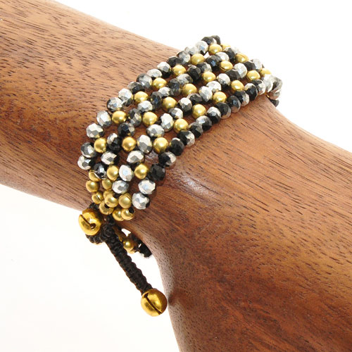 BRACCIALI 6 LINES CRYSTAL INDIA COMB WITH BUTTON - Image 4