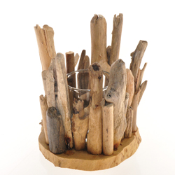 PORTACANDELE DRIFTWOOD WITH GLASS
