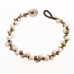 BRACCIALI 3 LINES CRYSTAL COMB PEARL OVAL BUTTON