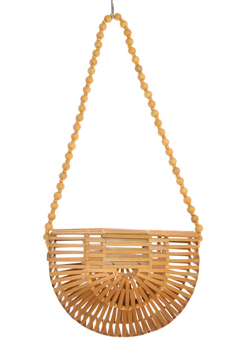 BORSA LONG HANDLE BALL MEZZALUNA BAMBOE 28X18X8 CM - Image 2