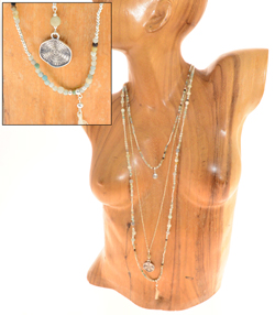 COLLANE SILVER PLATED LUNGA 3 FILI CON CIONDOLI E TASSEL