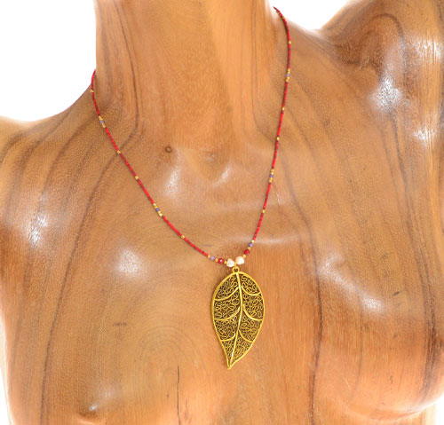 COLLANE TASSEL SEMPLICE MGB 15/O COMB PENDENT FOGLIE ORO - Image 4