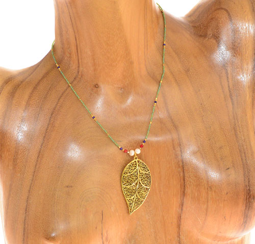 COLLANE TASSEL SEMPLICE MGB 15/O COMB PENDENT FOGLIE ORO - Image 6