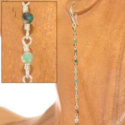 ORECCHINI FILO IN OTTONE ANNODATO A CATENA CON PIETRE DURE SILVER PLATED