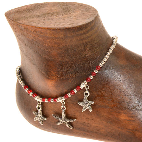 CAVIGLIERE SILVER PLATED CON CORDINO CERATO E PENDENTI STELLE MARINE - Image 13