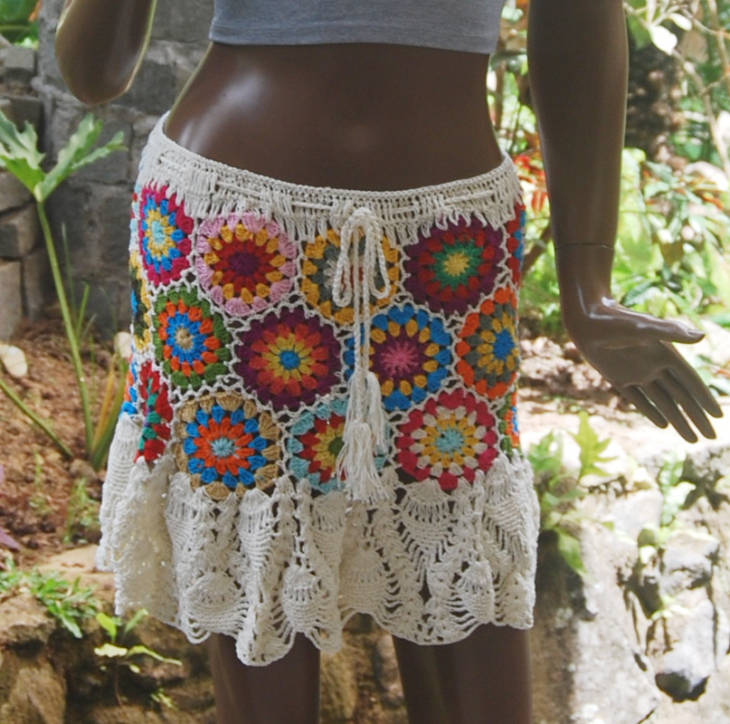 GONNA IN COTONE AD UNICINETTO BOLA BOLA QUADRATO MOTIVI MISTI - Image 2