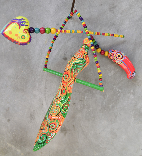 UCCELLO IN LEGNO DIPINTO CHANTIK DA APPENDERE - Image 3