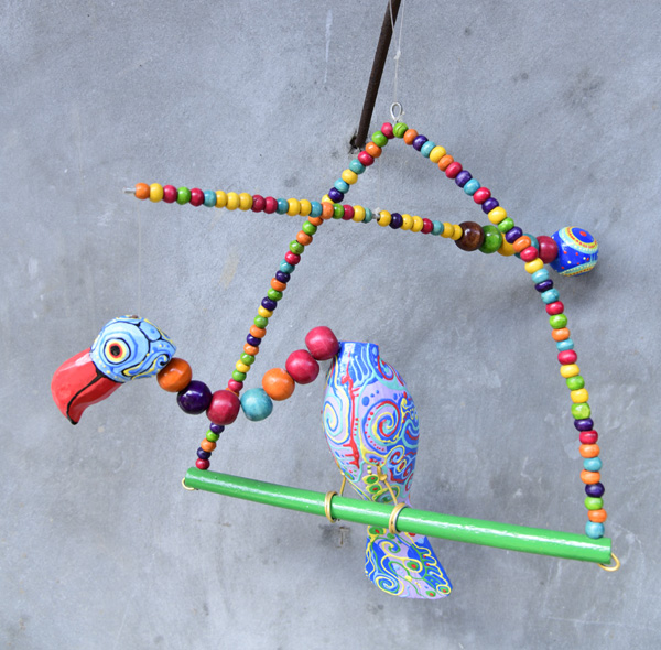 UCCELLO IN LEGNO DIPINTO CHANTIK DA APPENDERE - Image 4