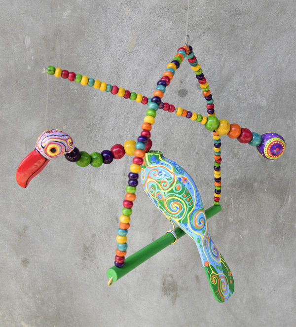 UCCELLO IN LEGNO DIPINTO CHANTIK DA APPENDERE - Image 5