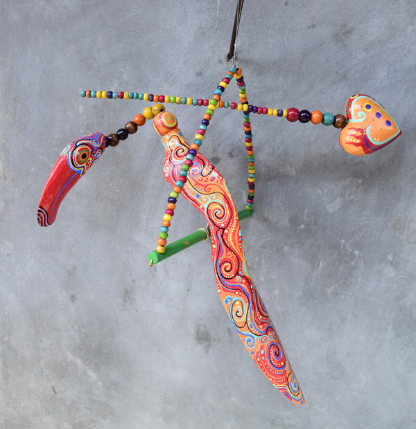 UCCELLO IN LEGNO DIPINTO CHANTIK DA APPENDERE - Image 6