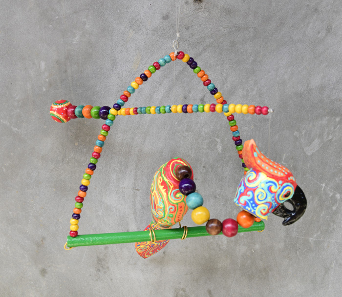 UCCELLO IN LEGNO DIPINTO CHANTIK DA APPENDERE - Image 7