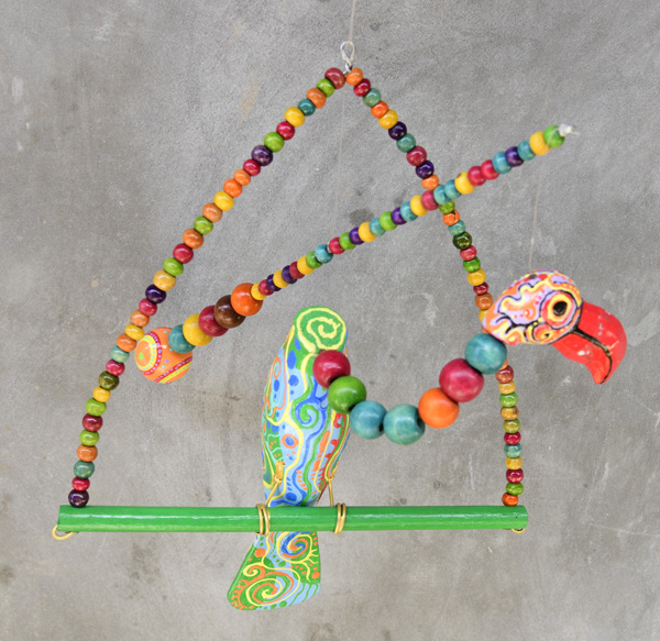 UCCELLO IN LEGNO DIPINTO CHANTIK DA APPENDERE - Image 8