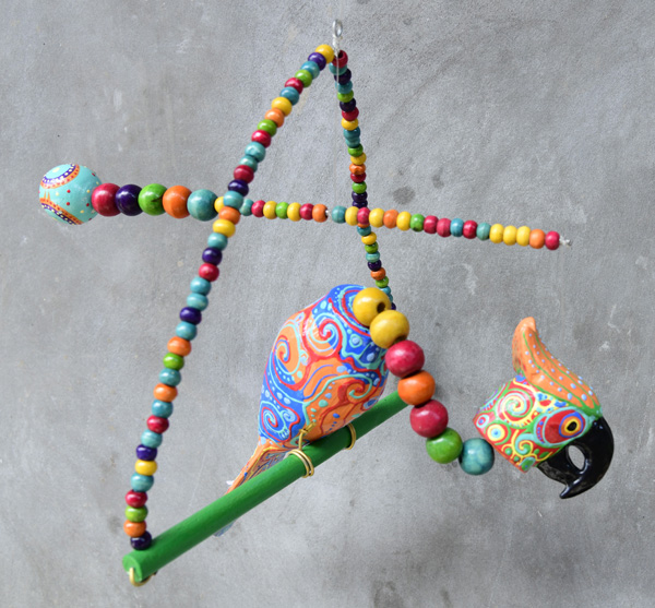 UCCELLO IN LEGNO DIPINTO CHANTIK DA APPENDERE - Image 9