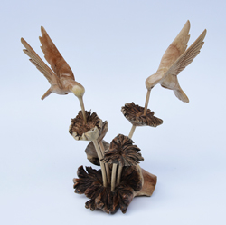 UCCELLINI (COPPIA) SU LEGNO PARASSITATO