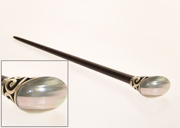 SPILLONE PER CAPELLI IN LEGNO E METALLO CON MADREPERLA OVALE - Image 3