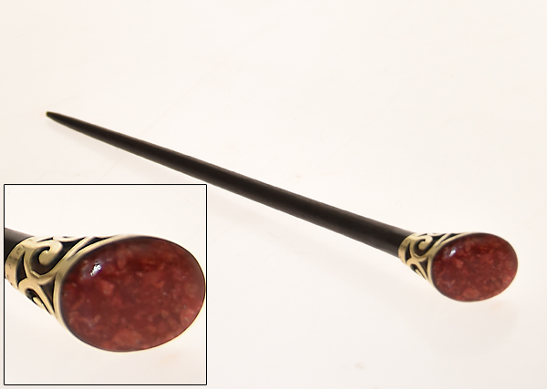 SPILLONE PER CAPELLI IN LEGNO E METALLO CON MADREPERLA OVALE - Image 5