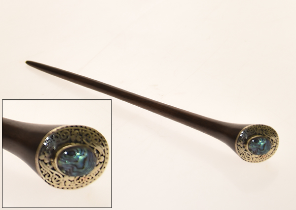 SPILLONE PER CAPELLI IN LEGNO E METALLO CON MADREPERLA OVALE - Image 9