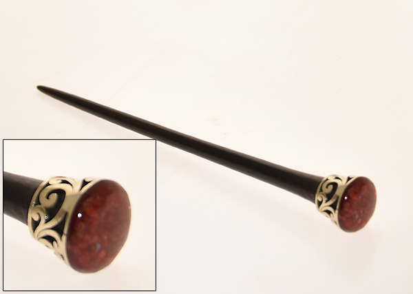 SPILLONE PER CAPELLI IN LEGNO E METALLO CON MADREPERLA TONDA - Image 3