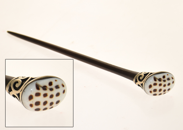 SPILLONE PER CAPELLI IN LEGNO E METALLO CON MADREPERLA OVALE - Image 4