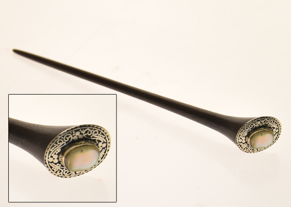 SPILLONE PER CAPELLI IN LEGNO E METALLO CON MADREPERLA OVALE - Image 7