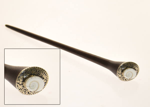 SPILLONE PER CAPELLI IN LEGNO E METALLO CON MADREPERLA OVALE - Image 8