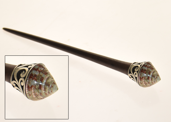 SPILLONE PER CAPELLI IN LEGNO E METALLO CON MADREPERLA TONDA - Image 6