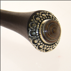 SPILLONE PER CAPELLI IN LEGNO E METALLO CON MADREPERLA TONDA