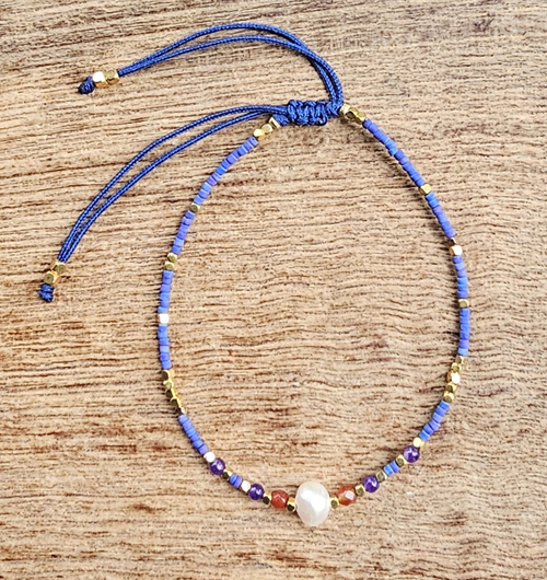 BRACCIALI LINEA SAMARKANDA CON PERLINE GIAPPONESI, PIETRE DURE, PERLE DI FIUME E PERLINE METALLO GOLD PLATED, CHIUSURA REGOLABILE - Image 3